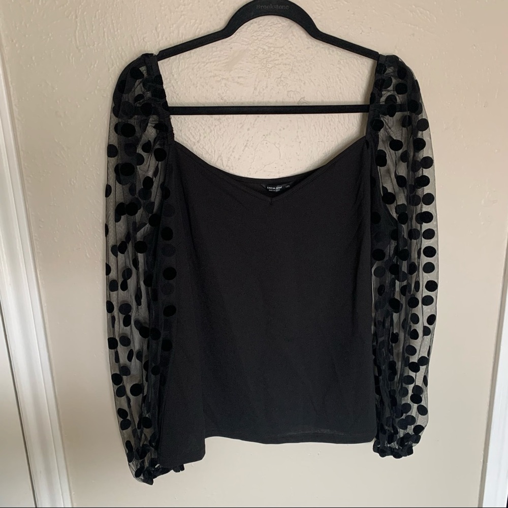 Mesh polka dot shein top